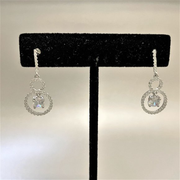 Brilliante Platinum Embraced 1.76 DEW Simulated Diamond Double Drop Earrings - Picture 10 of 11